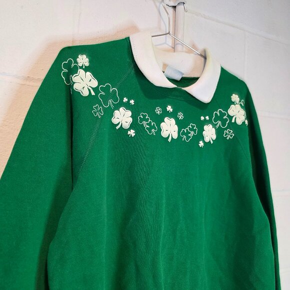 Lee Tops - Cottagecore Granniecore Preppy Acedemia St. Patrick's Day Collared Sweatshirt